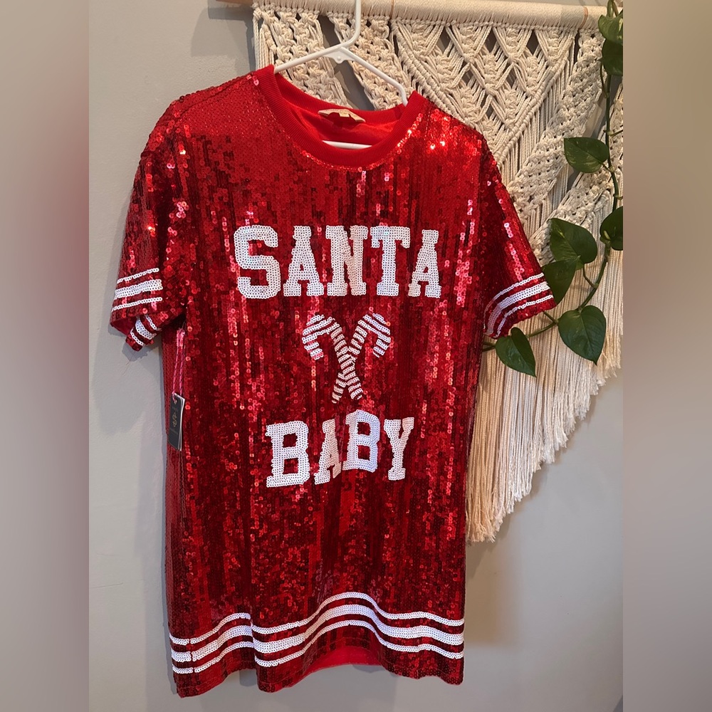 Simply Southern Sparkling Red Holiday Dress or Long Shirt
